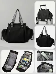 Large capacity retro multi pocket shoulder bag, fashionable and simple casual daily tote bag, niche design special shoulder strap backpack, suitable for short distance travel, fitness, sports, daily outings, Crossbody Tote Bag