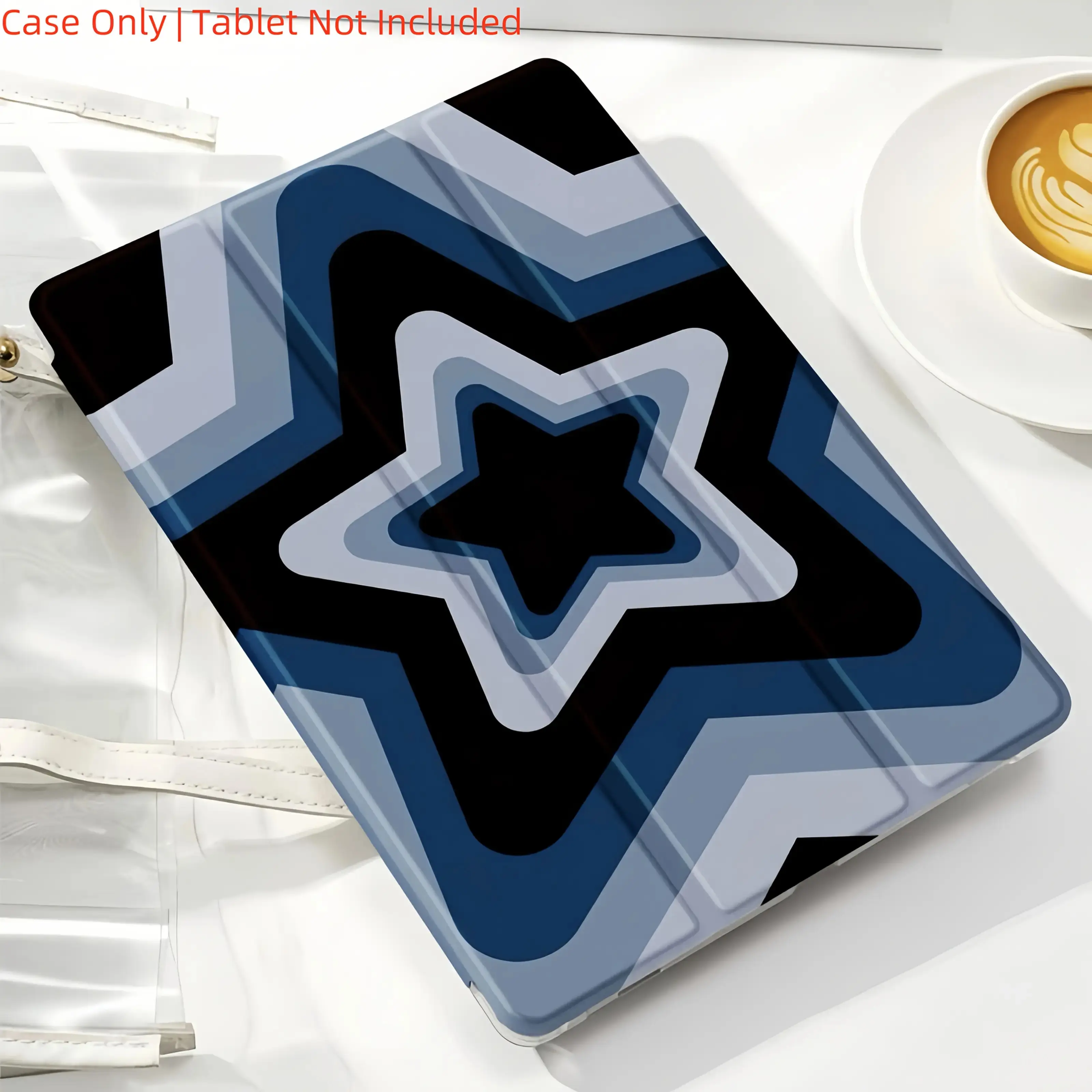 Blue Star Trifold Flip Stand Pen Slot Anti-Drop Tablet Protective Case for Ipad Air4Th/Air5Th (10.9-Inch)7/8/9Th (10.2-Inch)5Th/6Th/Air1/Air2 (9.7-Inch)Air3Rd (10.5-Inch)Pro (11-Inch)10Th Generation Computer Covers