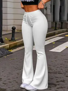 Women's High Waist Wide Leg Pants, Summer Loose Fit Casual Yoga Trousers, Elastic Waistband, Pocket Design, Lightweight Flowy Style