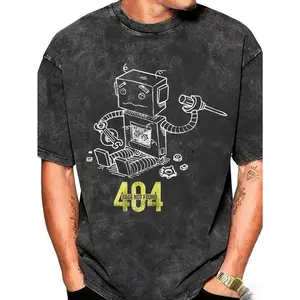 Wayii Fashion G71 Men's & Unisex Oversized Programmer T-Shirt - 100% Cotton Vintage Acid-Washed Streetwear Tee with Tech Graphic, Loose Fit Round Neck Casual Shirt Suitable for - Wear, Machine Washable for And
