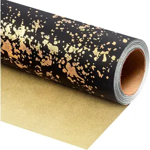 Black Wrapping Paper Roll, Reversible   Wrap with  Snowflake for Mens Boys Birthday  Wrap Graduation Fathers Day Anniversary Engagement 17 Inch x 16.5