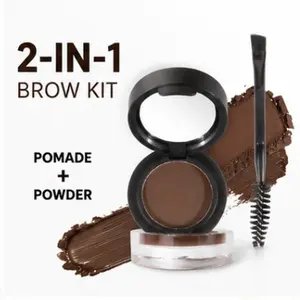 2-in-1 Eyebrow Powder & Cream Gel Kit, Waterproof Long-Lasting Smudge-Proof Makeup with Brush & Mirror for Natural Fluffy Laminated Brows, TikTok Viral Beauty Product