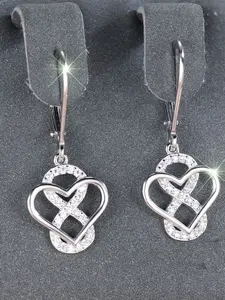 Infinity Love Heart Earrings for Women & Girls - Synthetic Zirconia Hoop Earrings Holiday Party Engagement, Perfect for Daily Wear Gift Jewelry Jewlry Accessories Anniversary Gift Heart Shaped Earrings Sparkling Ear Jewelry High Quality Earrings