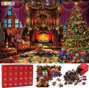 pigipigi Advent Calendar 2024 Christmas Jigsaw Puzzle - 24 Boxes 1008 Pieces Holiday Puzzle Gift for Kid Adult Christmas Countdown Puzzle Toy Gift Christmas Home Fireplace Decoration
