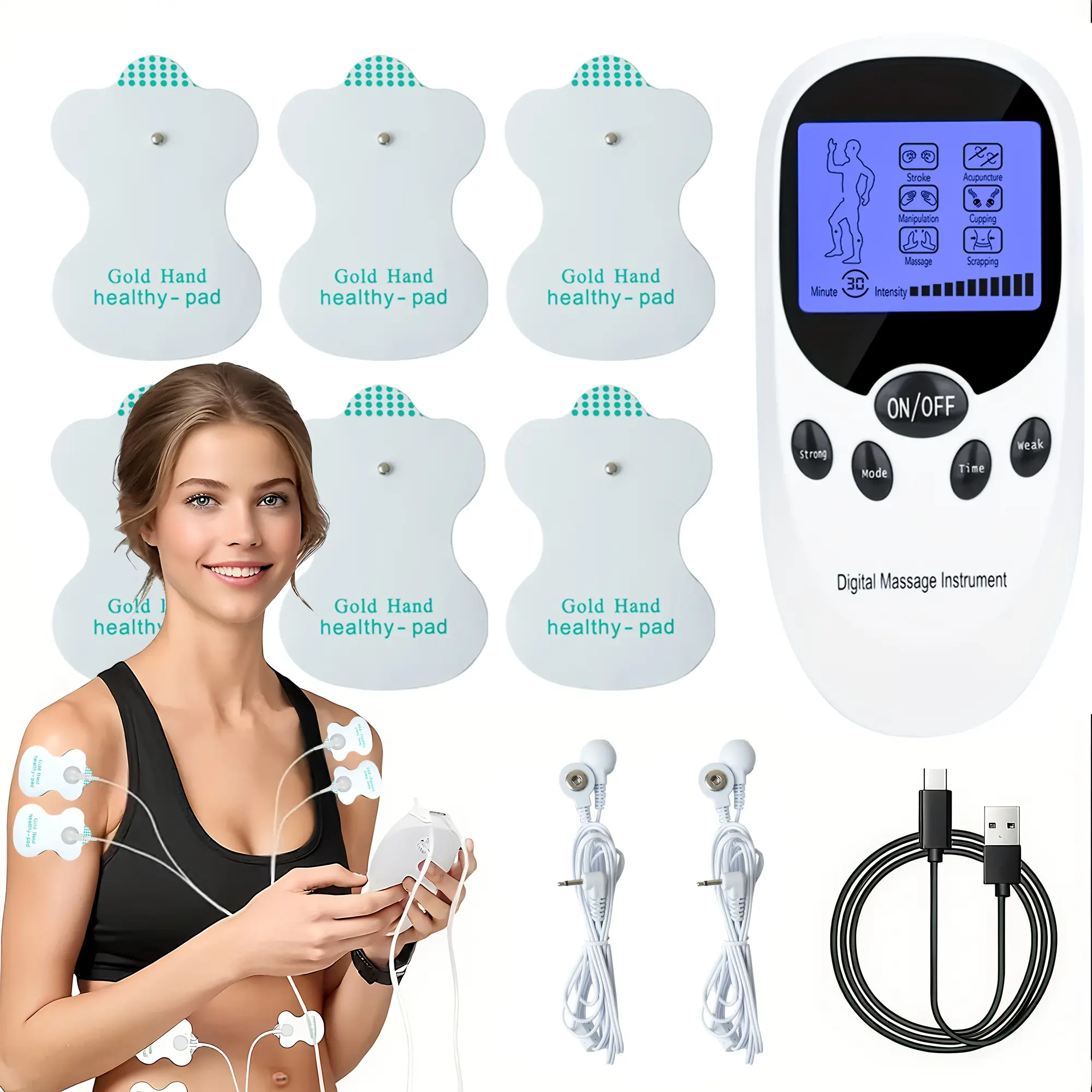 TENS + EMS Muscle Stimulator, Portable Massage Devices with 8 Electrodes, Full Body Pulse Massager for Relaxation, Easy-to-Use Personal Care Appliance, Ideal Gift for Family,summerwins