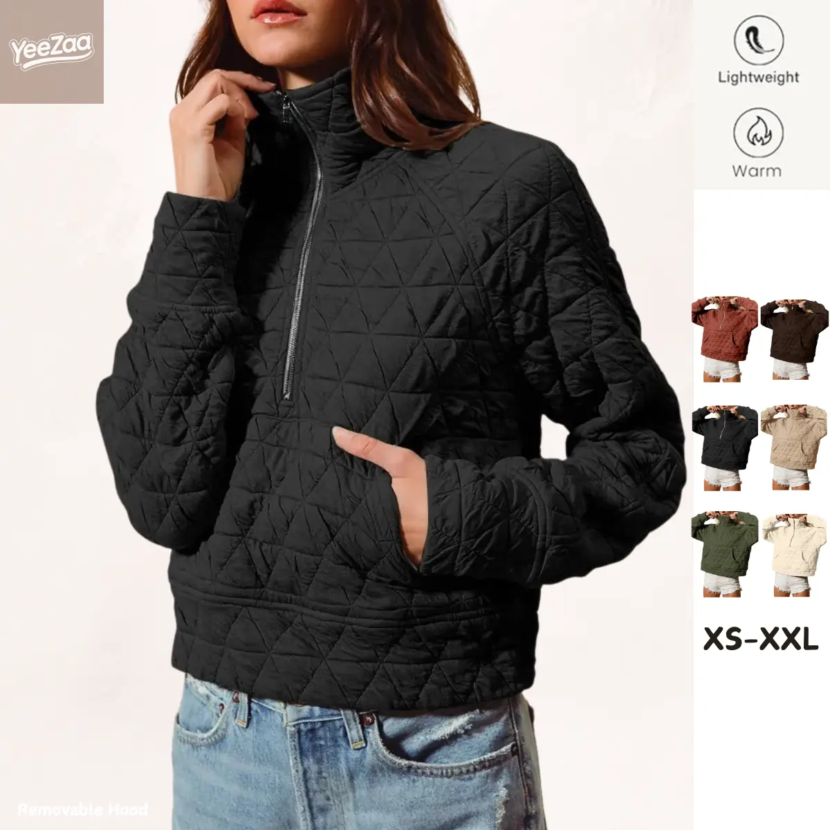 Quilted Puffer Jacket Half-Zip Pullover Sweatshirt Long Sleeve 2025 TikTokShopHolidayHaul Christmas Lightweight Fall Casual Oversize Warm Outerwear Womenswear