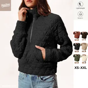 Quilted Puffer Jacket Half-Zip Pullover Sweatshirt Long Sleeve 2025 TikTokShopHolidayHaul Christmas Lightweight Fall Casual Oversize Warm Outerwear Womenswear