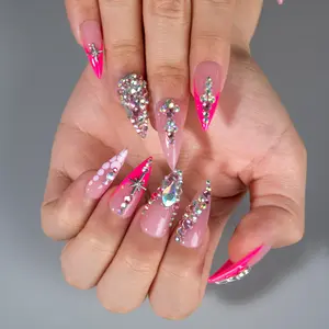 Lovful | NEW DROP Collection Handmade Acrylic Press On Nails | 10PCS Reusable | Salon Quality 3D Flower Rhinestones #DealsForYouDays