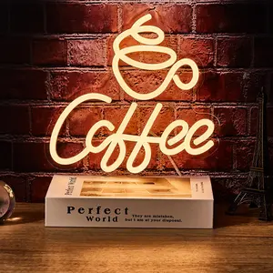 Coffee Cup Shaped Neon Sign, USB Powered Creative LED Neon Light, Decorative Neon Sign for Home Kitchen Restaurant Coffee Shop Bar
