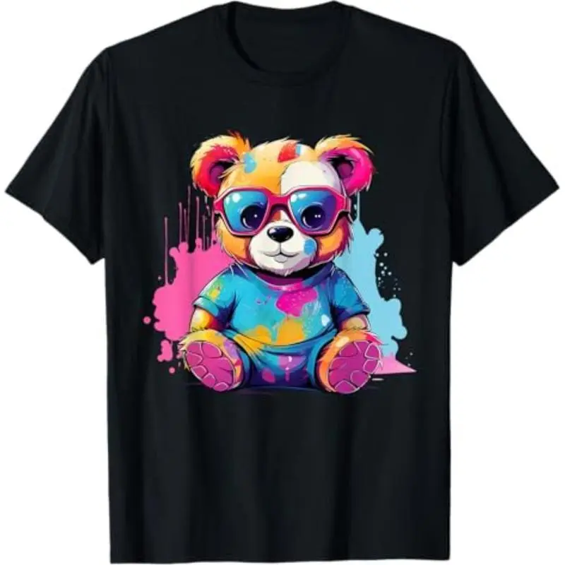 Casual T-shirt Colorful Teddy Bear T-Shirt for Men Graphic Graphic Tees