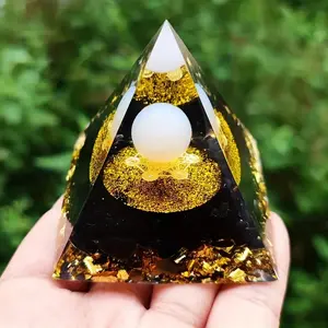 1pc Opalite Obsidian Chakra Orgone Pyramid, Decorative Collectible Art Piece, Tabletop Ornament, Perfect Thanksgiving Gift