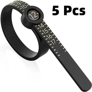 5 Pcs US Ring Size Measuring Kit 1-17 | Reusable Finger Sizer Tool with Magnifier | Jewelry Tools Gadgets & Gift Ideas-YY