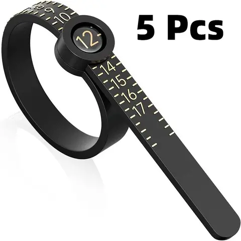 5 Pcs US Ring Size Measuring Kit 1-17 | Reusable Finger Sizer Tool with Magnifier | Jewelry Tools Gadgets & Gift Ideas-YY