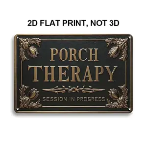 Vintage Porch Therapy Metal Tin Sign, 1 Count Country Farmhouse Decor, Wall Art for Home and Yard, Universal Decoration for All Seasons