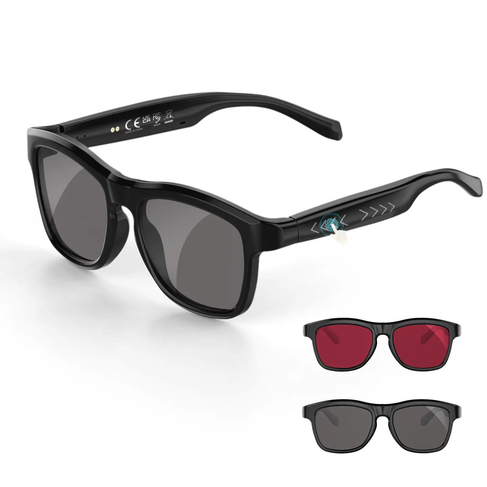 AI Translation Smart Glasses with ChatGPT - Bluetooth Sunglasses with 164 Language Translator, Photochromic Lenses, Music Playback, Hands-Free Calls, UV & Blue Light Protection