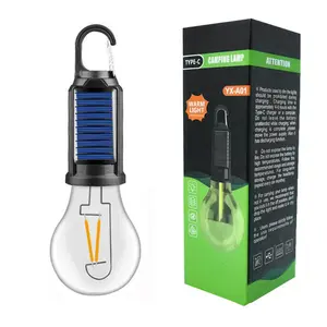 Portable Camping Bulb Light - Solar & Type-C Charging 3 Brightness Modes rechargeable waterproof hurricane emergency