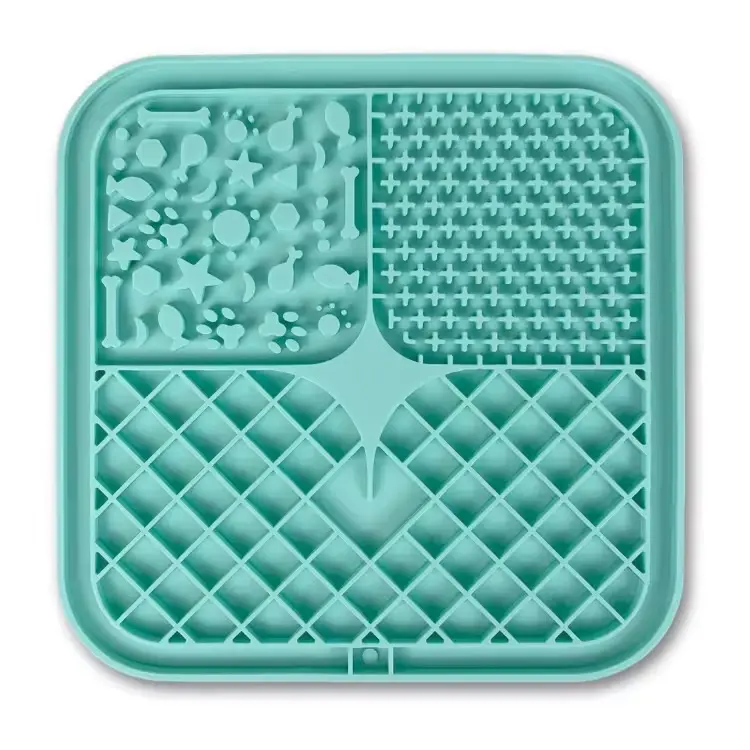Licking Mat for Dogs - Teal Color with Unique Patterns for Pet Comfort and Hygiene