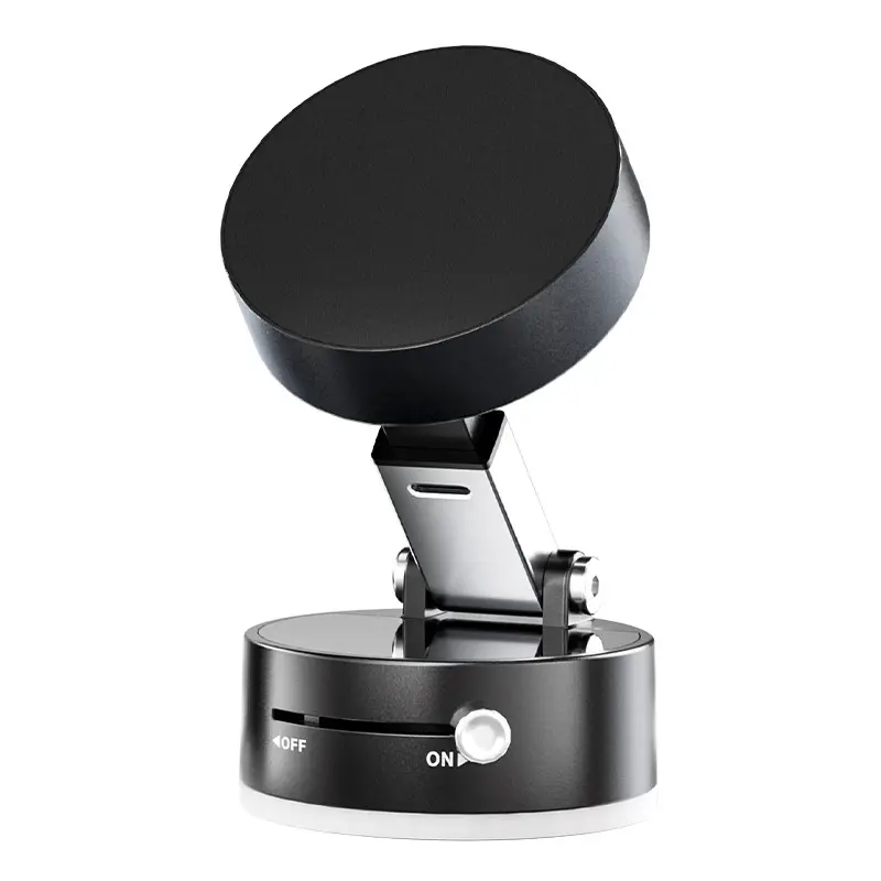 Magnetic Foldable Vacuum  Phone Holder with Dual Suction Cup for iPhone 16/15/14/13/12 Series Universal Compatibility Hands-Free Navigation A2 Obsidian Black