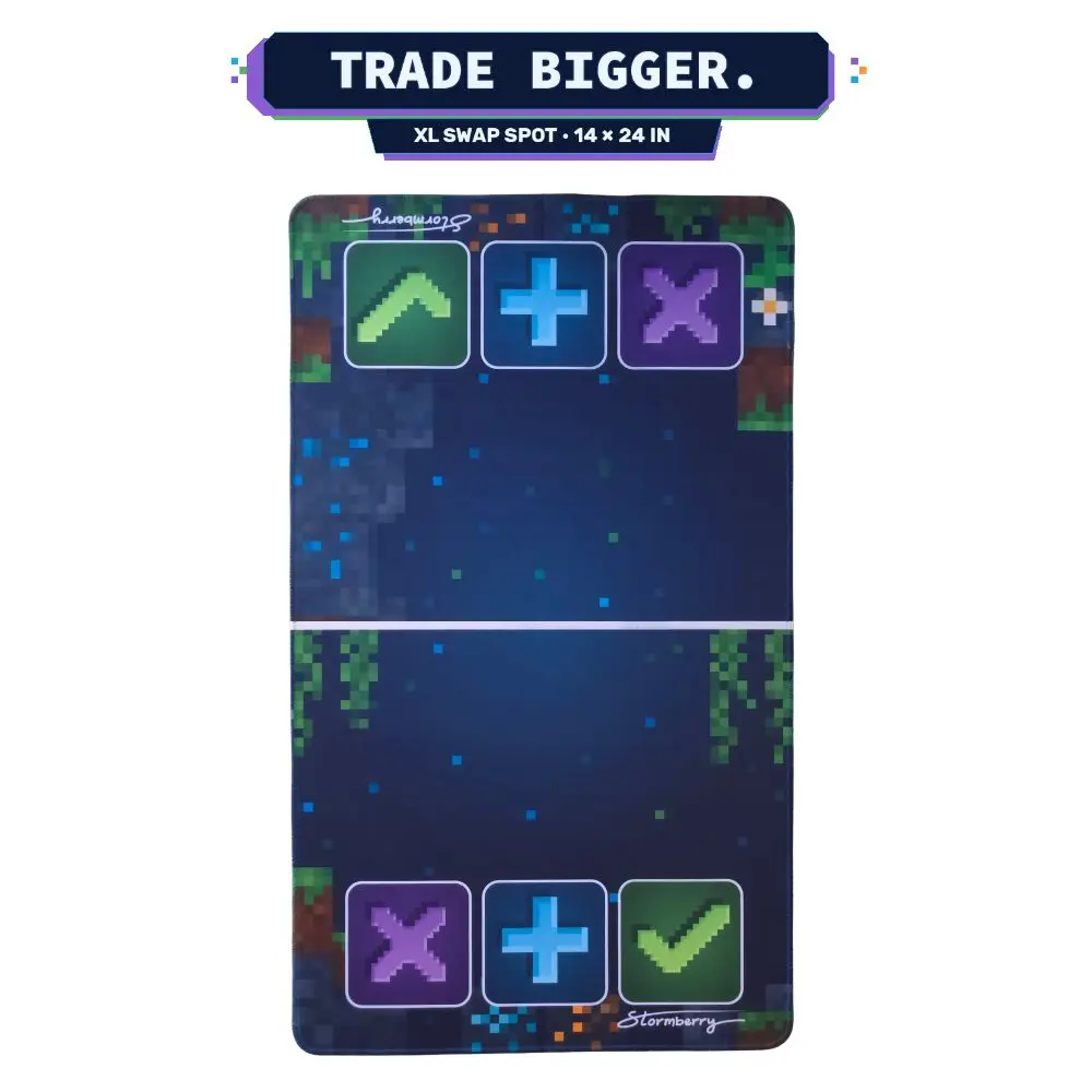 Unisex XL Stormberry Gaming Toys Trading Mat (14x24 Pixel Block), 8-Bit Blocky Fidget Board, TCG & Trading Card Pad for Mini Figures & Blind Bags, Stress Relief Toy Swap Station Supplies