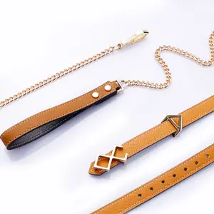 LOCKINK Muse Brown and Black Cowhide Leather Collar Chain Necklace Set