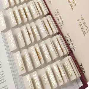 Laminated Bible Tabs for Women 100 Tabs Large Print Gold Foil Embossed Bible Chapter Tabs for Study Bible Cream Bible Labels Tabs Bible Study Supplies