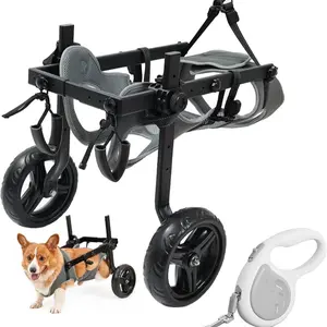 Large Dog Wheelchair for Back Legs with Pet Traction Rope - Adjustable Hind Leg Support Cart with Breathable Air Mesh Harness, All-Terrain Wheels & Foldable Frame - Mobility Aid for Disabled/Injured