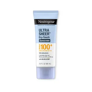 Neutrogena Ultra Sheer Dry-Touch Sunscreen Lotion, Max 100+ Broad Spectrum SPF 100 UVA/UVB Protection, Lightweight, Non-Greasy Sunscreen, Oxybenzone-Free, Antioxidant, Travel Size, 3 fl oz