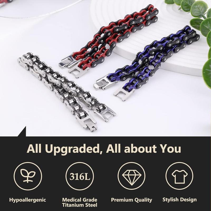 Mens Bikers Bracelet Stainless Steel Motorcycle Bike Chain Bracelets 8.4 Inch