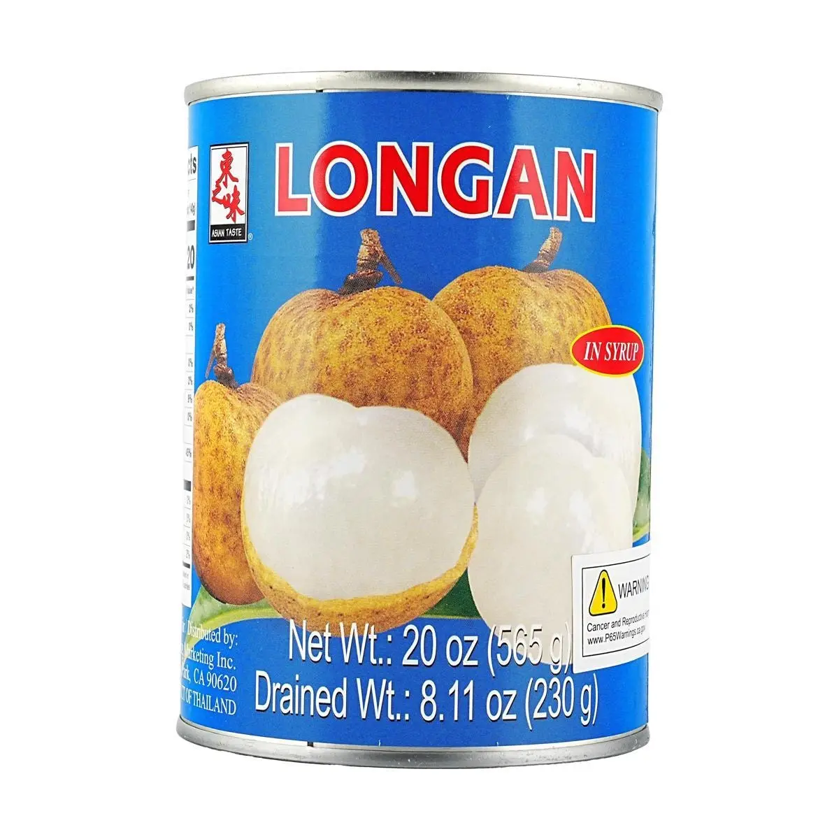 ASIAN TASTE Canned Longan 565g - Sweet Syrup Fruit for Desserts, Baking, Bubble Tea, Fruit Salads & More
