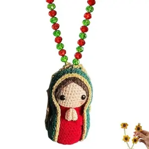 New Cute Mary Statue Car Interior Decoration, Knitted Hanging Ornament, Stylish Vehicle Accessory, Perfect for Dashboard Decor