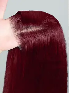 Straight 5x5 Glueless Lace Wigs Human Hair #99J color Transparent Lace Wear Wig For Women 150% Density Brazilian Virgin Hair