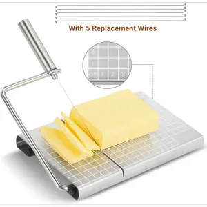 Stainless Steel Cheese Slicer with 5 Replacement Wires, Durable Metal Design & Easy-To-Use Knife Blade, Ideal for Home Kitchen Use