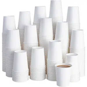 LITOPAK 400 Pack 8 oz Disposable Paper Coffee Cups, White Paper Hot Coffee Cups for Party, Picnic, Travel, and Events