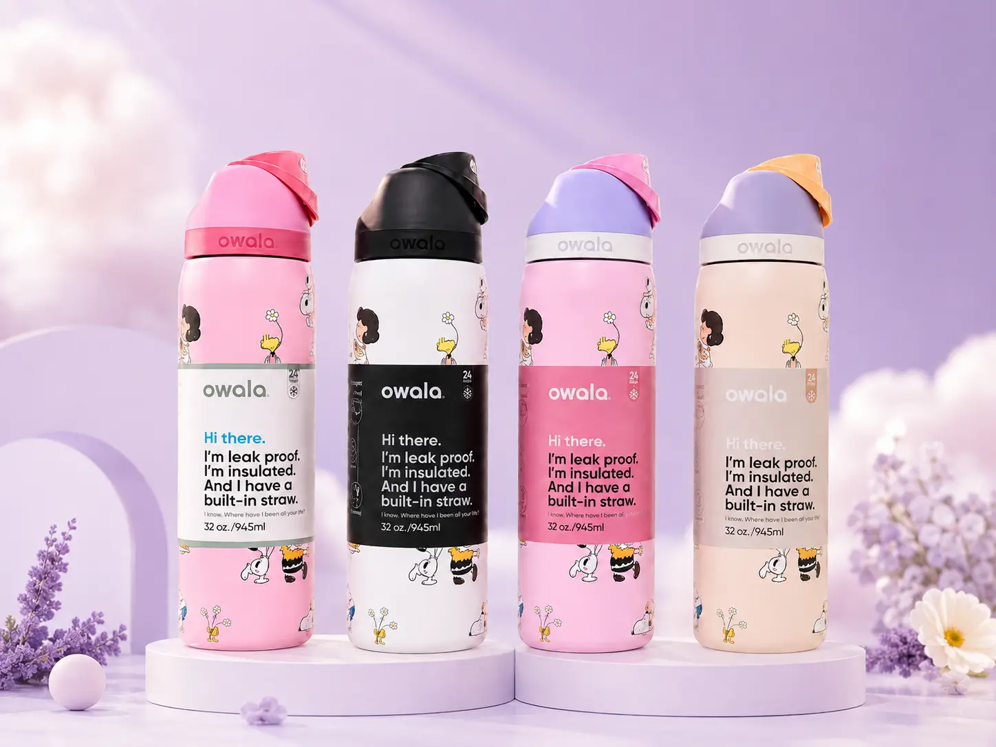 [SALE OFF 50% - LIMITED STOCK] 32oz Water Bottle, Leakproof Built-in Straw, BPA Free Stainless Steel Cup, 24H Cold 12H Hot Travel Gym Bottle#Owala