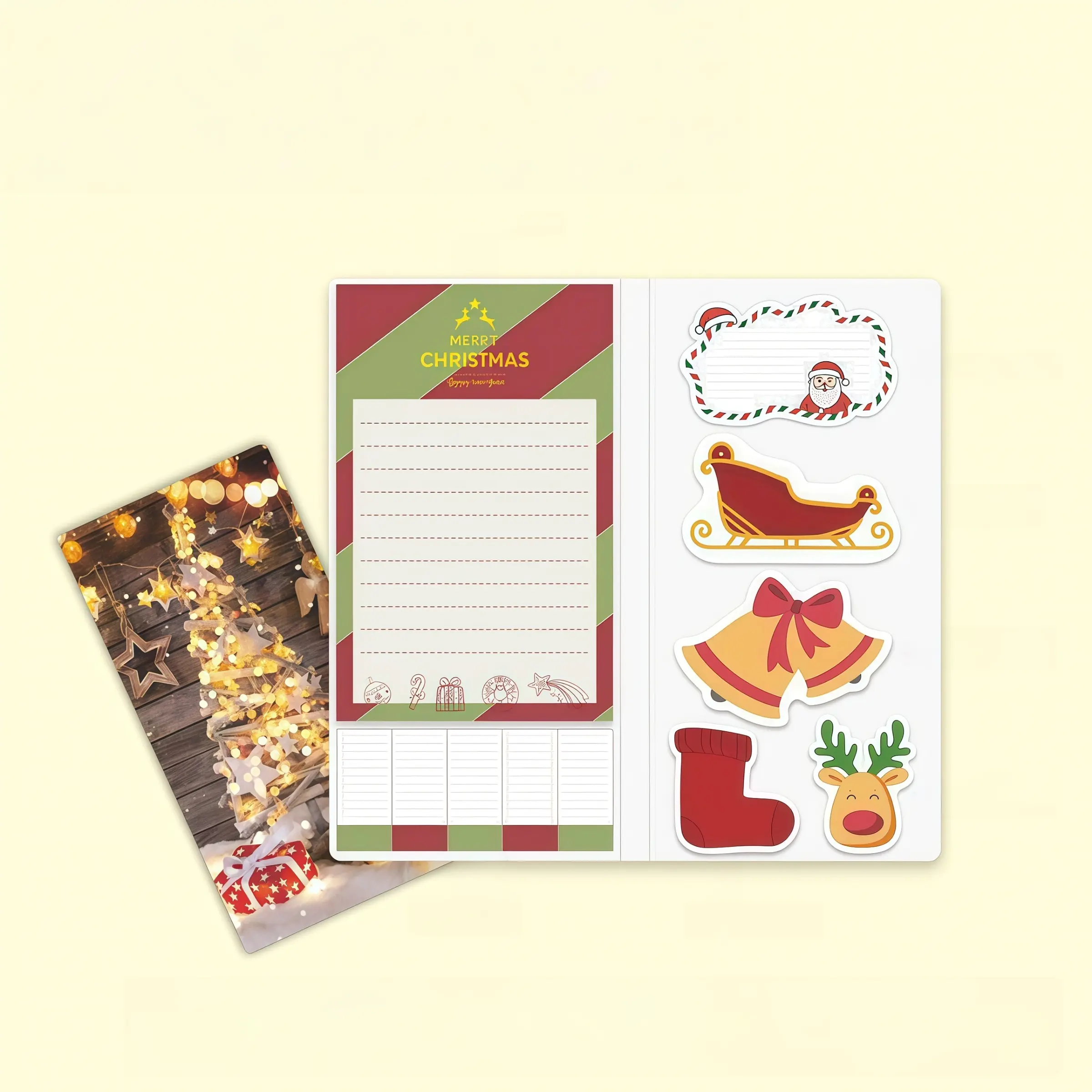 Christmas Theme Sticky Note Set, Beautiful Self-Adhesive Notes for Students, Fun Memo Pads, Ideal Student Supplies & Office Use