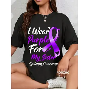 100% Cotton I Wear Purple For My Sister Epilepsy Awareness Gifts T-Shirt