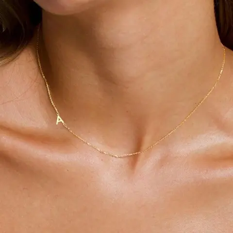Women's Elegant Letter Decor Thin Chain Necklace, Exquisite Trendy Chain Necklace, Chic Jewelry As Gift for Girlfriend, Letters Necklace, Stainless Steel Necklaces, Jewelry Gifts