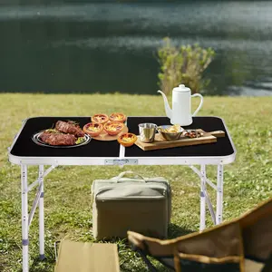 NEWZOME 3ft Aluminum Alloy Folding Table Black Lightweight Portable Utility Table with Carry Handle for Outdoor Camping Picnic BBQ Travel Kitchen Office Craft and Backyard Use Easy Setup