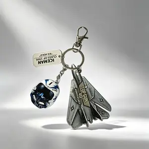 Keychain, 1pcs Cloud Atlas 40th Anniversary Ice Man Theme Keychain, F14 Fighter Jet Alloy Pendant, Military Enthusiast Collectible Accessory