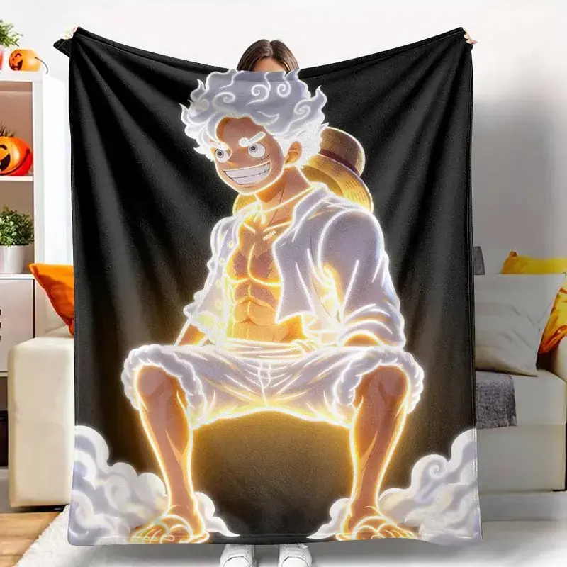 Lightning Aura Glow Warrior Flannel Blanket, Unique Anime Character Design, Soft Warm Long‑Lasting Throw Blanket, Stylish Boujee Bedroom Decor Ornament, Multi‑use Couch Blanket