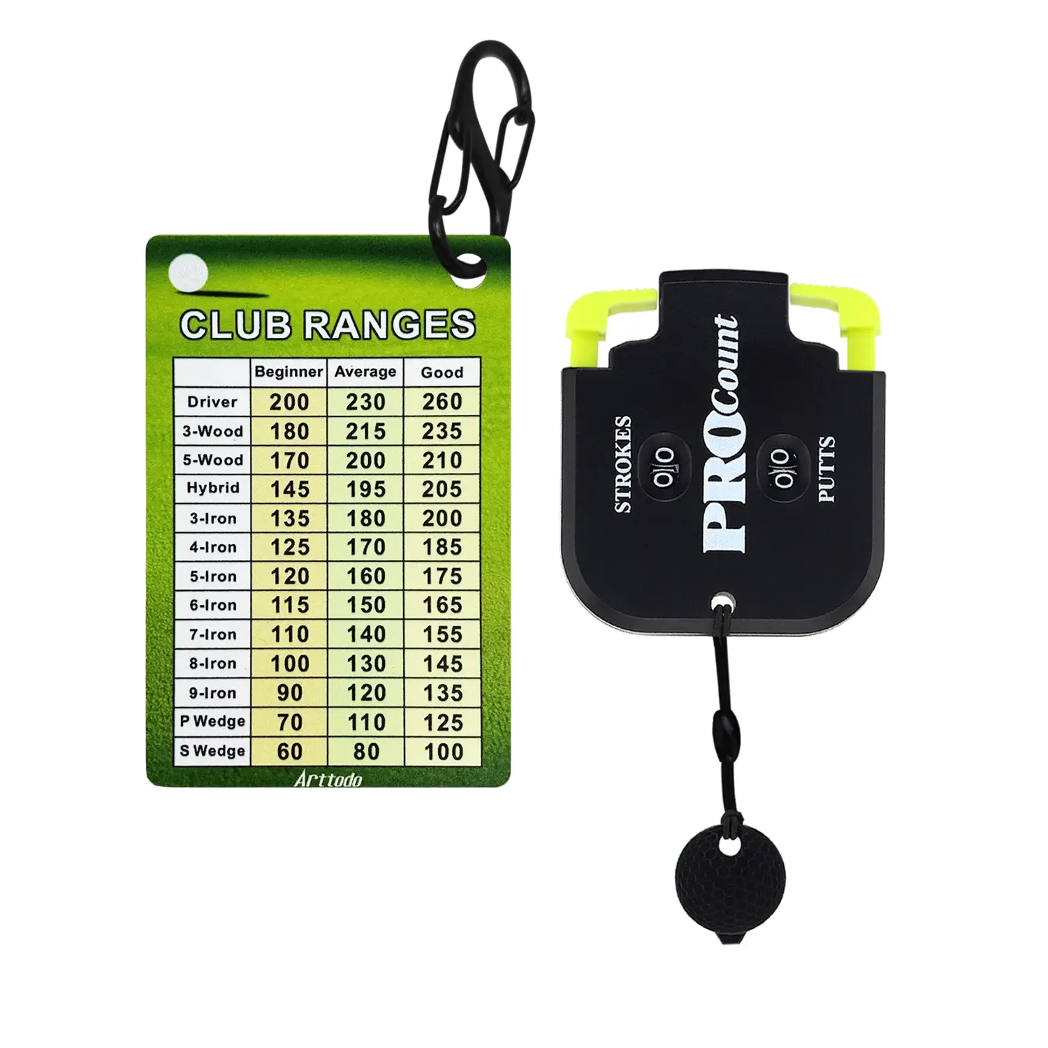 Golf Club Range Chart Card & Golf Score Counter Clicker, Mini Golf Shot Stroke Counter, Mini Inch Range Card, Golf Accessories, Golf Gifts