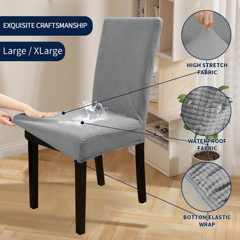 Easy-Going Waterproof Dining Chair Cover Set of 2/4/6/8,  Christmas Leakproof Stretch Jacquard Parson Chair Slipcover, Removable Washable Chair Protector for Home, Restaurant, Banquet, Kitchen Hacks