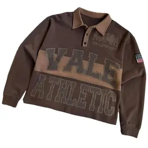 2025 American New Fashion Trend 3D Printed Long Sleeve Polo Street Sweater