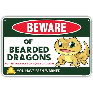 Venicor Bearded Dragon Decor Sign - 8 x 12 Inches - Aluminum - Bearded Dragon Tank Accessories Cage Toy Plush Stuffed Animal Gifts Stuff