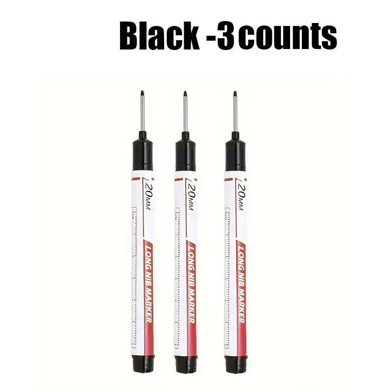 3-Piece Long Nose Marking Pens, Waterproof Oil-Resistant Drawing Markers, Woodworking Art Supplies Tools, Permanent Acrylic Paint Markers, Waterproof Marker Set