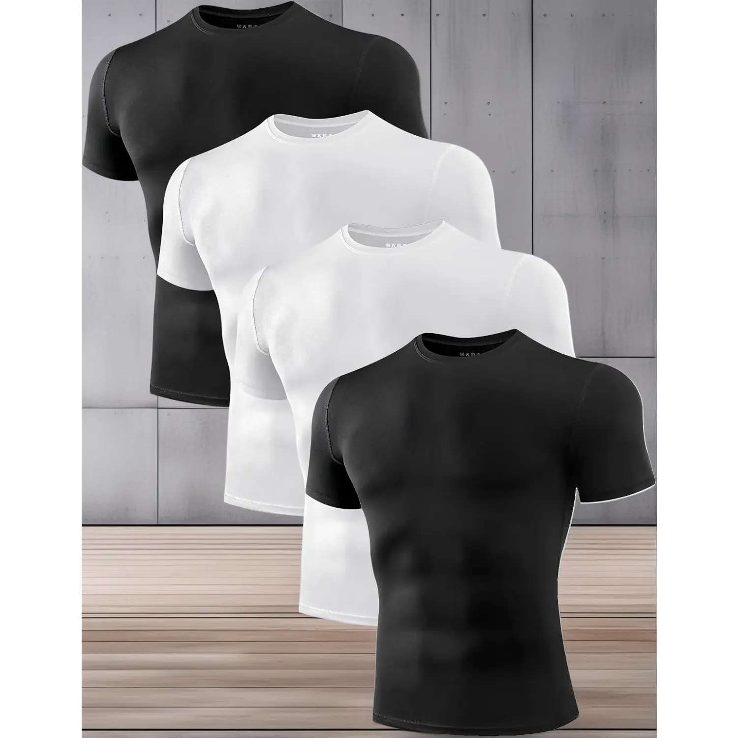 Men's Compression Shirts, 1/2/4 Pack Short Sleeve Quick Drying Top - Solid Color Sportswear, Sweat Wicking Breathable Athletic T-Shirts for Gym, Running Dry Fit Active Dry Fit Tees Gym Performance Top Athleisure Tee