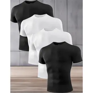 Men's Compression Shirts 1/2/4 Pack Short Sleeve Quick Dry Athletic Workout T-Shirts for Gym Running Training