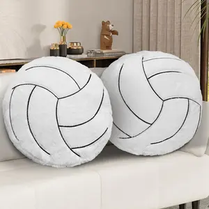 Volleyball Pillow, 2 Pcs Volleyball Plush Pillow Soft Sports Throw Pillows, Round Volleyball Pillows Couch, Bedroom & Sports Room 15.8"