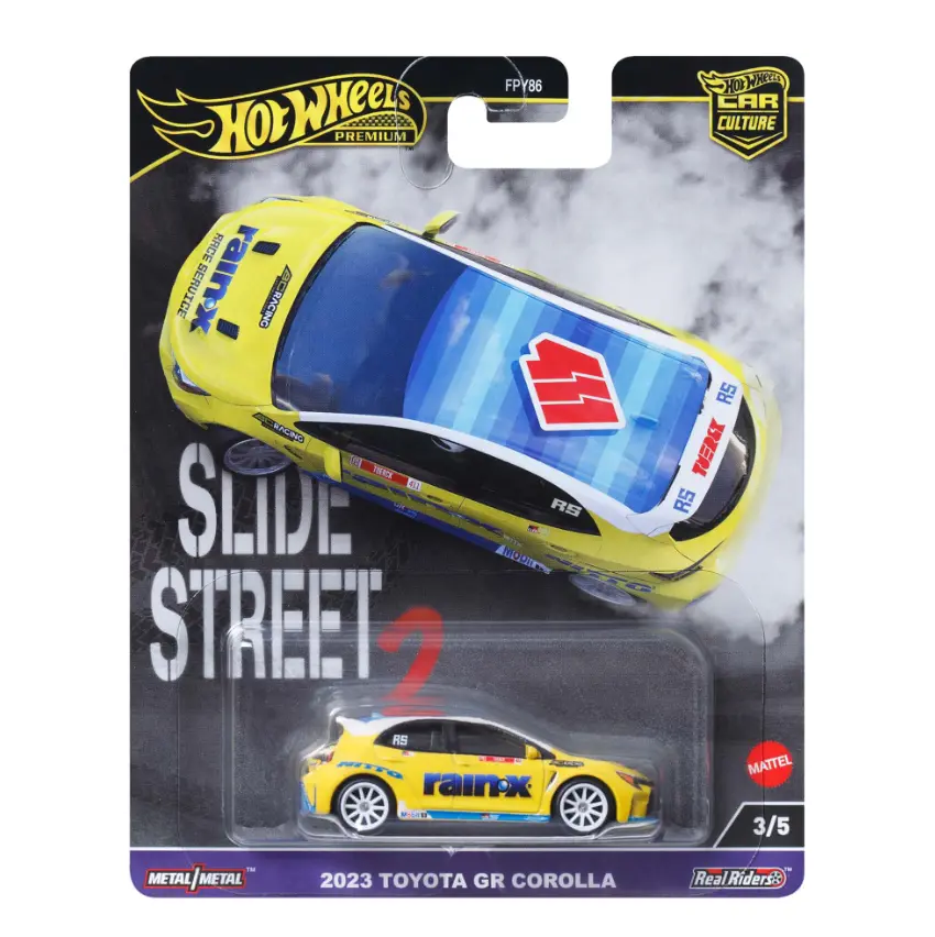 Hot Wheels Premium '23 TOYOTA GR COROLLA - Car Culture Slide Street 2 Special Series, 1:64 Scale Circuit Legend Malaysia Diecast Display Toy, Realistic Castings Collectibles Model Cars