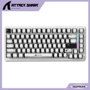 ATTACK SHARK X82PRO HE Wireless Rapid Trigger RGB Mechanical Gaming Keyboard with Adjustable Actuation, 2.4G/Wired/BT,8K Polling Rate,Hall Effect Magnetic Switch,5000mAh Battery for PC Mac Gamers